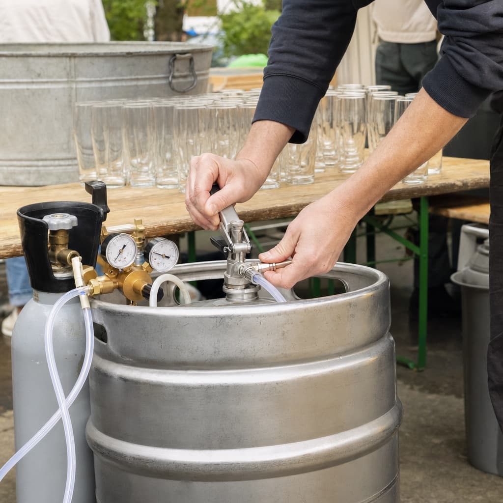 Fust aansluiten op de mobiele biertap